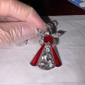 Vintage Silver and Red Angel Pendant